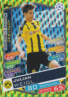 Julian Weigl Borussia Dortmund 2016/17 Topps Match Attax CL Debutant #S14